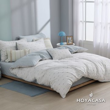 HOYACASA 100%精梳棉雙人兩用被床包四件組-時光織音(天絲入棉30%)