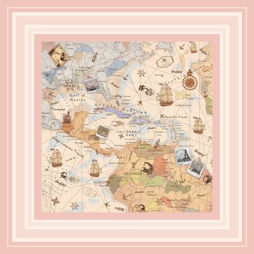 【粉嫩童話の約定】65x65cm夢幻童話國絲巾+ 絲巾扣 高級禮盒