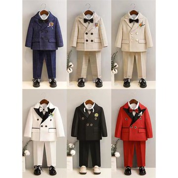 秋季兒童西裝男童禮服套裝花童男孩寶寶周歲小西服英倫鋼琴演出服