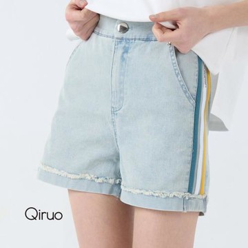 【Qiruo 奇若】春夏專櫃藍色牛仔短褲7080C 休閒褲