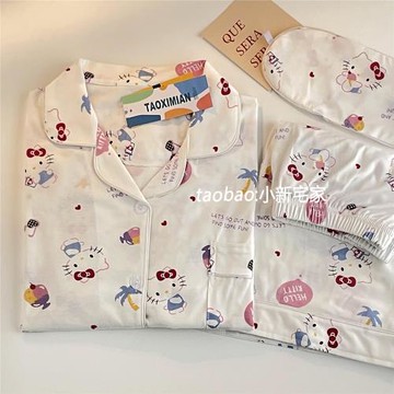 hellokitty睡衣女夏款短袖純棉日系網紅風薄款學生凱蒂貓家居服