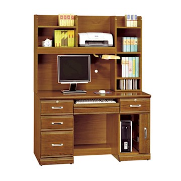 文創集 葛琳4.2尺實木鍵盤書桌組合-127x59x167cm免組