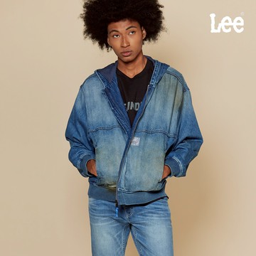 Lee 連帽寬鬆牛仔外套 男 中深洗水 LB514006281✦