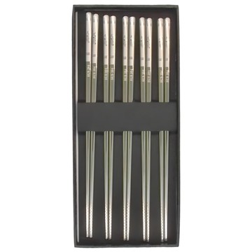 福字 304不鏽鋼 23.5cm 5雙筷子禮盒  銀色  1盒