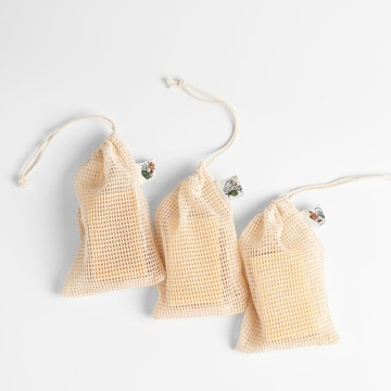 100%純棉起泡皂袋 - 刺繡款(一組三入)