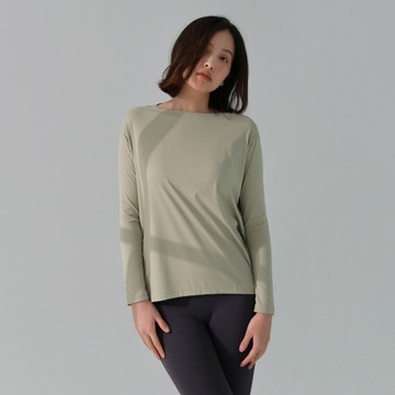 Mori girl 親膚彈力排汗長袖上衣 柔綠
