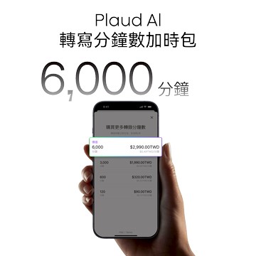 Plaud AI 轉錄加時包（6000 分鐘）