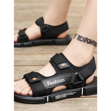 夏季新款男士涼鞋男潮流休閑黑色青年開車防水沙灘鞋兩用涼拖鞋男