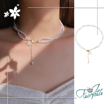 【伊飾童話】潤白鈴蘭花＊珍珠復古優雅短頸鍊