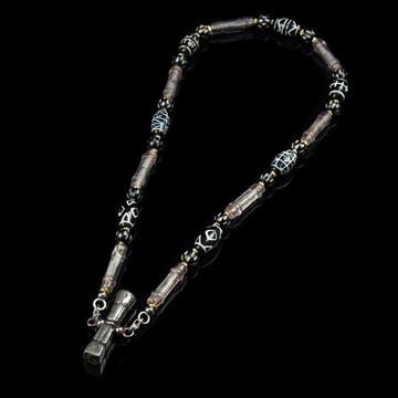 西藏天鐵天地印.戰國水晶竹節管珠.西亞古珠鍊(鍊長