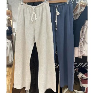 Brandy bm新款松緊腰系帶寬松純棉闊腿褲BM松弛感rose同款長褲女