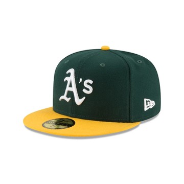 NEW ERA 男女款 棒球帽 59FIFTY MLB 球員帽 運動家-主場  深綠/黃_NE70361054