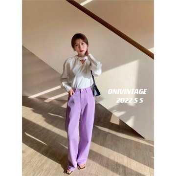 家新款韓版長褲ONI休閑褲潮流時髦色系直筒褲百搭女褲子4675