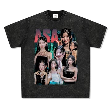 BABYMONSTER 寶怪 韓團 Rami Ahyeon Asa 水洗短t短袖上衣 短T 落肩款 寬鬆 純棉 不起毛球