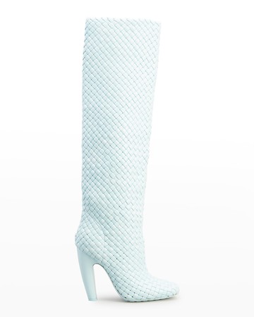 Intrecciato Woven Lambskin Knee Boots