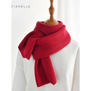 百搭純色羊毛圍巾男女情侶款秋冬季紅色灰色加厚保暖短款羊絨圍巾