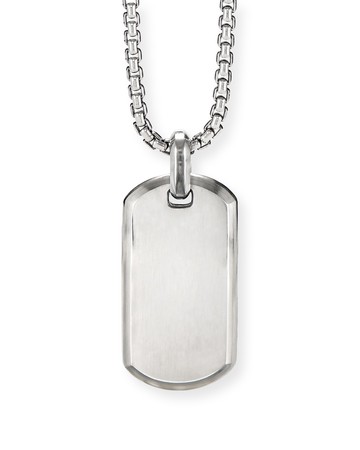 Men's Streamline Tag Pendant in Silver, 35mm