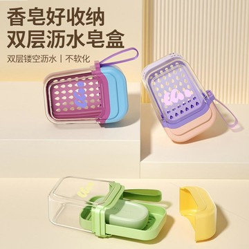 🧼【多巴胺迷你瀝水香皂盒】旅行便攜密封帶蓋 透明小肥皂盒 台灣出貨