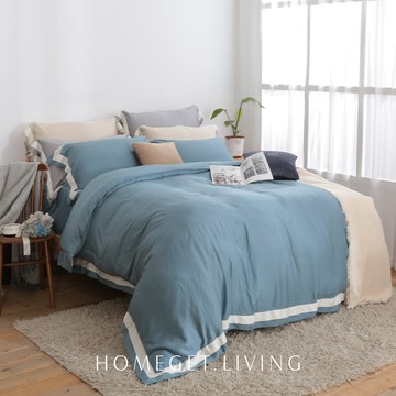 素色60支天絲100%萊賽爾 / 兩用被床包枕套四件組 / 黛藍