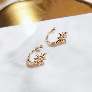 六芒星耳骨夾復古高級感耳夾無耳洞女法式鑲鉆耳環氣質時尚耳飾品