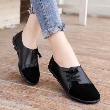 LN 現+預 微甜美拼接真皮豆豆鞋-6色