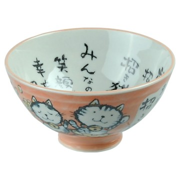 TOKYO DESIGN STUDIO 瓷製餐碗 11.5cm  1個  招財貓粉