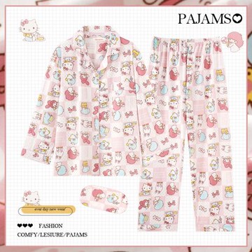 NextRoad可愛hellokitty睡衣女春秋季純棉套裝2023新款卡通家居服