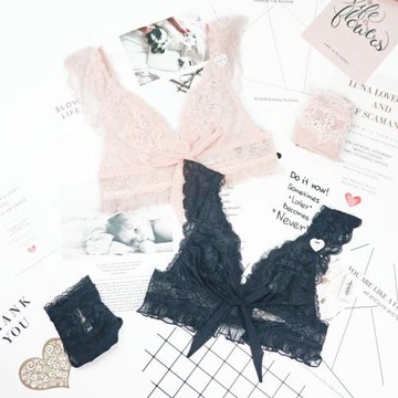 倩莉夫人少女蕾絲性感bralette內衣超薄款三角杯無鋼圈文胸大碼