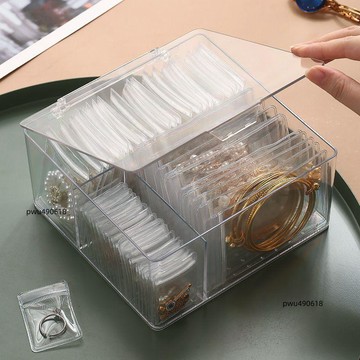 臺灣出貨 耳環盒子收納防氧化首飾收納透明戒指金項鍊飾品盒防塵便攜首飾袋