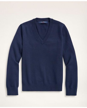 Brooks Brothers Boys Cotton V-Neck Sweater | Navy | Size XS