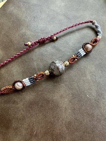 BB156 民族風 森林系 蠟線編織 幽靈水晶  太陽石 銅珠 手環