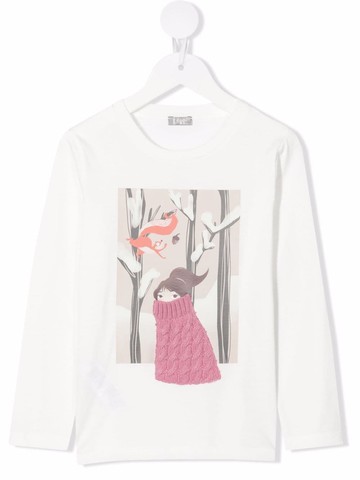Il Gufo - graphic-print T-shirt - kids - Virgin Wool/Cotton - 8 - White