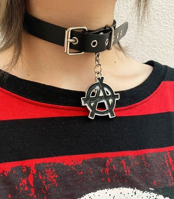 無政府主義頸圈/黑色/紅色/hellcatpunks/hcp-ac-0093