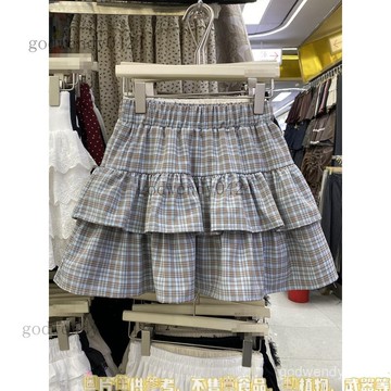 格子半身裙短裙2025新款胖mm高腰糕裙顯瘦遮蓬蓬ins風 大碼黑色高腰 顯瘦 A字百褶半身裙 夏季新款蓬蓬糕短裙