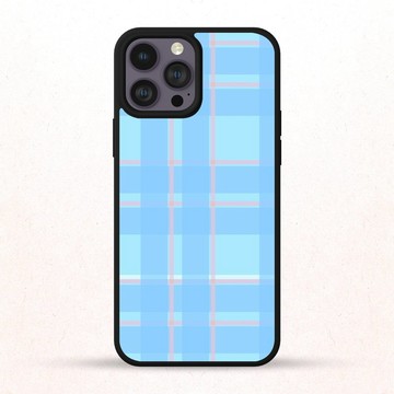 復古藍色格紋圖案 13 吋 iPhone 手機殼 三星手機殼