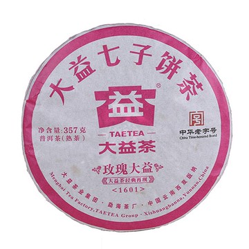 大益普洱熟茶 357g/玫瑰大益 1601「茶有大益」