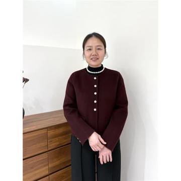 中年媽媽秋裝毛呢短外套2025新款中老年女春秋季氣質圓領開衫衣服