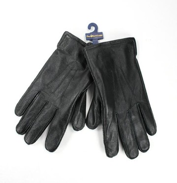 美國百分百【全新真品】Ralph Lauren RL 男 女 花紋 黑色 手套 真皮 中空纖維 Polo 馬 免運 M號