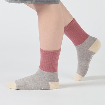 來堆積木吧  中筒童襪 - 暗紅(4y-9y)