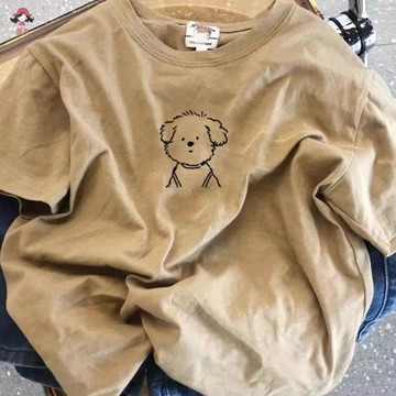 臺灣出貨 純棉短袖t恤 女生上衣 女生t 寬鬆t100純棉短袖t恤女夏季新款卡通印花半袖慵懶港味原宿風ins上衣潮