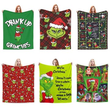 格林奇毛毯格林奇法蘭絨毛毯空調毯亞馬遜午睡蓋毯法蘭絨廠家直銷