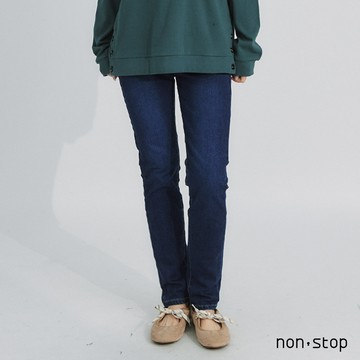 non-stop 內磨毛高彈窄版牛仔褲-1色