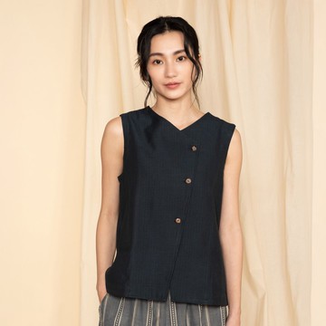 手織布_河堤小路兩穿背心上衣_墨塘