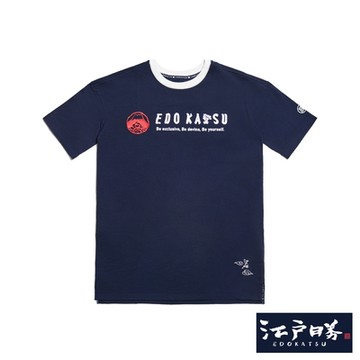 江戶勝 女裝 棒球式長版短袖T恤-丈青色