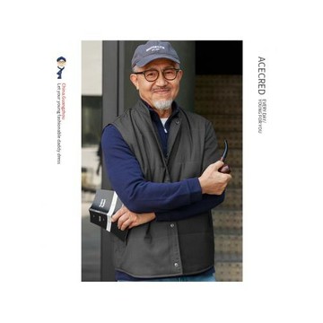 中年爸爸秋冬棉馬甲保暖冬裝坎肩輕薄款寬松外套中老年人衣服爺爺