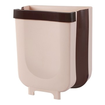 E.City 家用折疊櫃門掛式分類收納桶 PP+TPR材質  中 24 x 20 x 12cm  中(24 x 20 x 12cm)  淺咖色