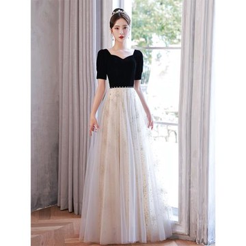 藝考晚禮服女2025新款高端宴會名媛主持人連衣裙年會高級質感演出