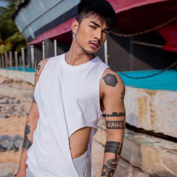 硬漢帥炸男款常規無袖圓領純棉修身美式休閑舒適純色上衣T恤純色