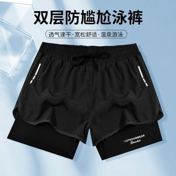 游泳褲男士成人2025新款運動健身防尷尬寬松沙灘褲跑步加肥加大