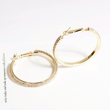 時尚S925銀針微鑲雙排鉆大圈耳釘無耳洞耳夾無洞耳環耳飾品女禮物1入